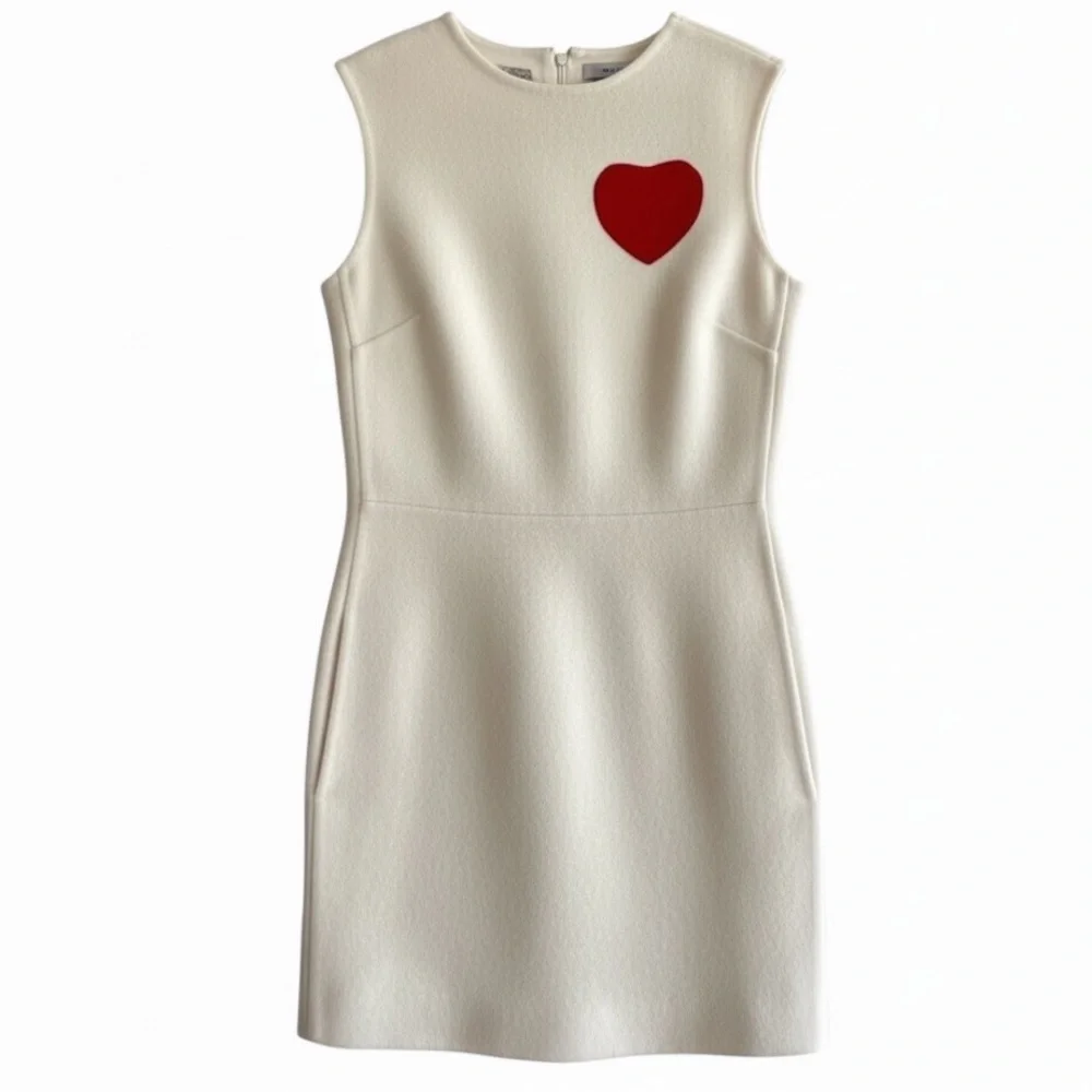 VALENTINO Authentic  Heart Dress Wool Cashmere Silk White Size S‎ Italy